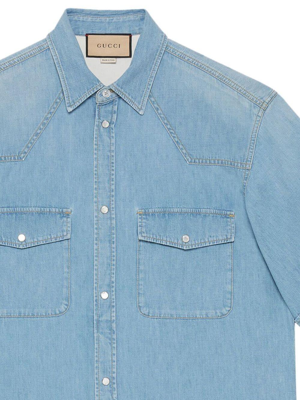 GUCCI Timeless Elegance: Classic Blue Denim Shirt for Men