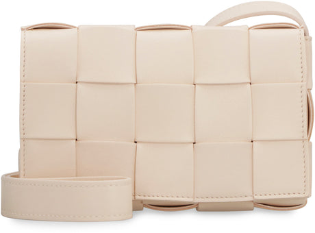 BOTTEGA VENETA Pink Intrecciato Leather Mini Crossbody Bag with Gold-Tone Accents – 19cm Width