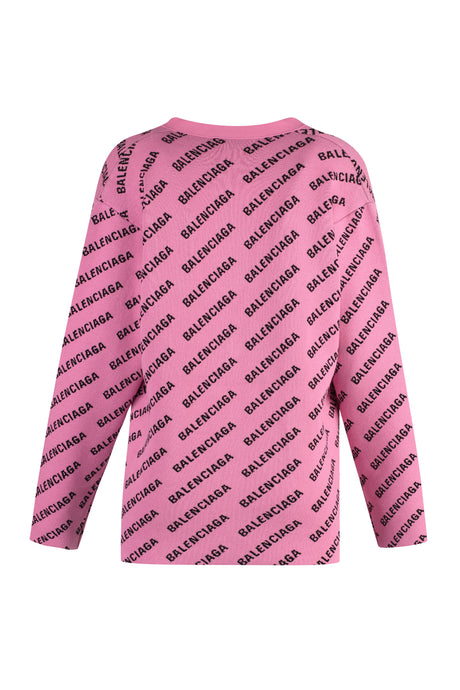 粉色织花针织巴黎世家全标志女士开衫衣服
