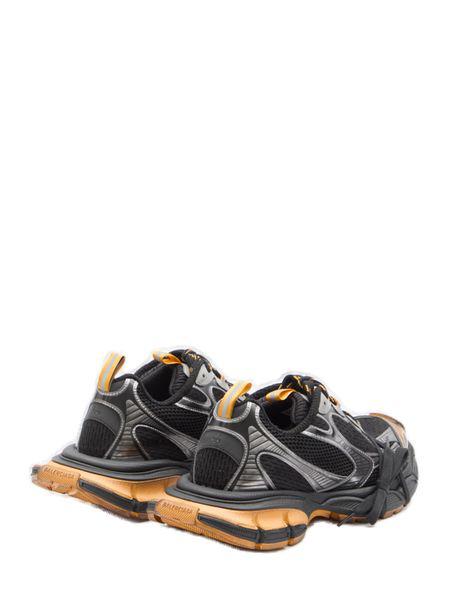 BALENCIAGA Black and Orange Mesh and Polyurethane Low Top Trainers for Men