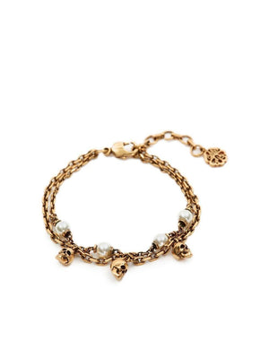 ALEXANDER MCQUEEN Antique Gold Chain Bra with Pearls - SS23 Women's Fashion