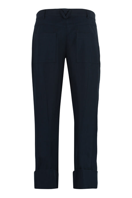 BOTTEGA VENETA Men's Blue Roll-Up Cotton Trousers for SS23
