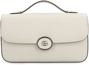 GUCCI Petite Smooth Calfskin Leather Shoulder Bag with Flip-Lock, White - 27cm