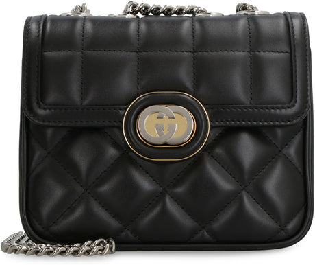 GUCCI Luxurious Quilted Mini Deco Shoulder Handbag in Black
