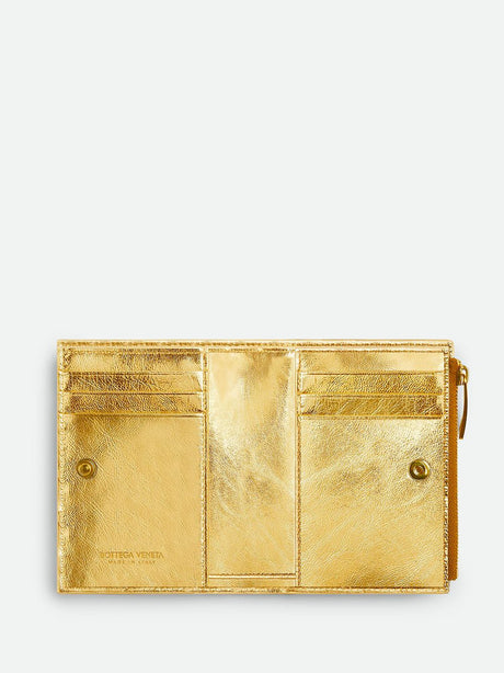 BOTTEGA VENETA Metallic Calf Leather Wallet with Multiple Compartments