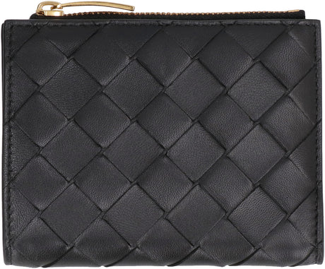 BOTTEGA VENETA Black Intrecciato Leather Wallet - FW23 Collection for Women