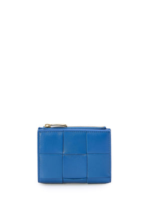 BOTTEGA VENETA Turquoise Intrecciato Leather Bi-Fold Wallet for Women