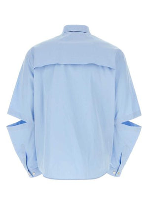 淡蓝色可拆卸袖子平纹衬衫（女士款）