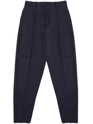 BOTTEGA VENETA High-Waisted Blue Wool Trousers with Belt Loops - Women's Relaxed Fit