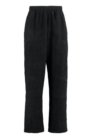 BALENCIAGA Men's Black Washed Wide Trousers for FW23