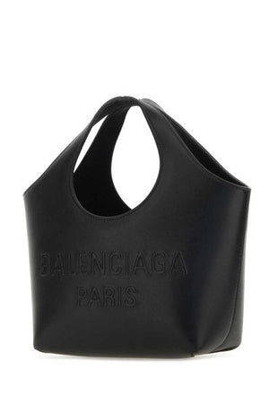 BALENCIAGA Black XS Leather Tote Handbag for Women - Smooth Calfskin, Embossed Logo, Silver-Tone Hardware