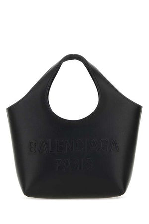 BALENCIAGA Black XS Leather Tote Handbag for Women - Smooth Calfskin, Embossed Logo, Silver-Tone Hardware