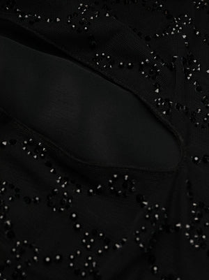 GUCCI Elegant Black Crystal Embellished Tulle Mini Dress for Women