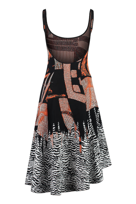 BOTTEGA VENETA Multicolor Jacquard Open Back Dress for Women - SS23 Collection