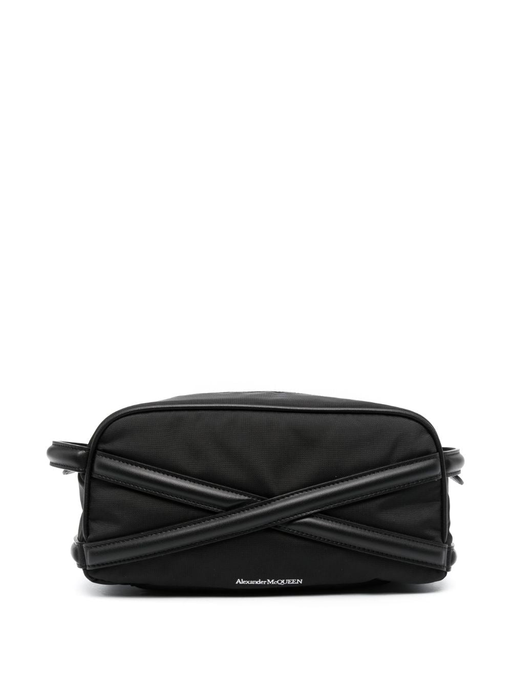 ALEXANDER MCQUEEN Men's Black Leather Harness Wash Bag - FW23 Collection