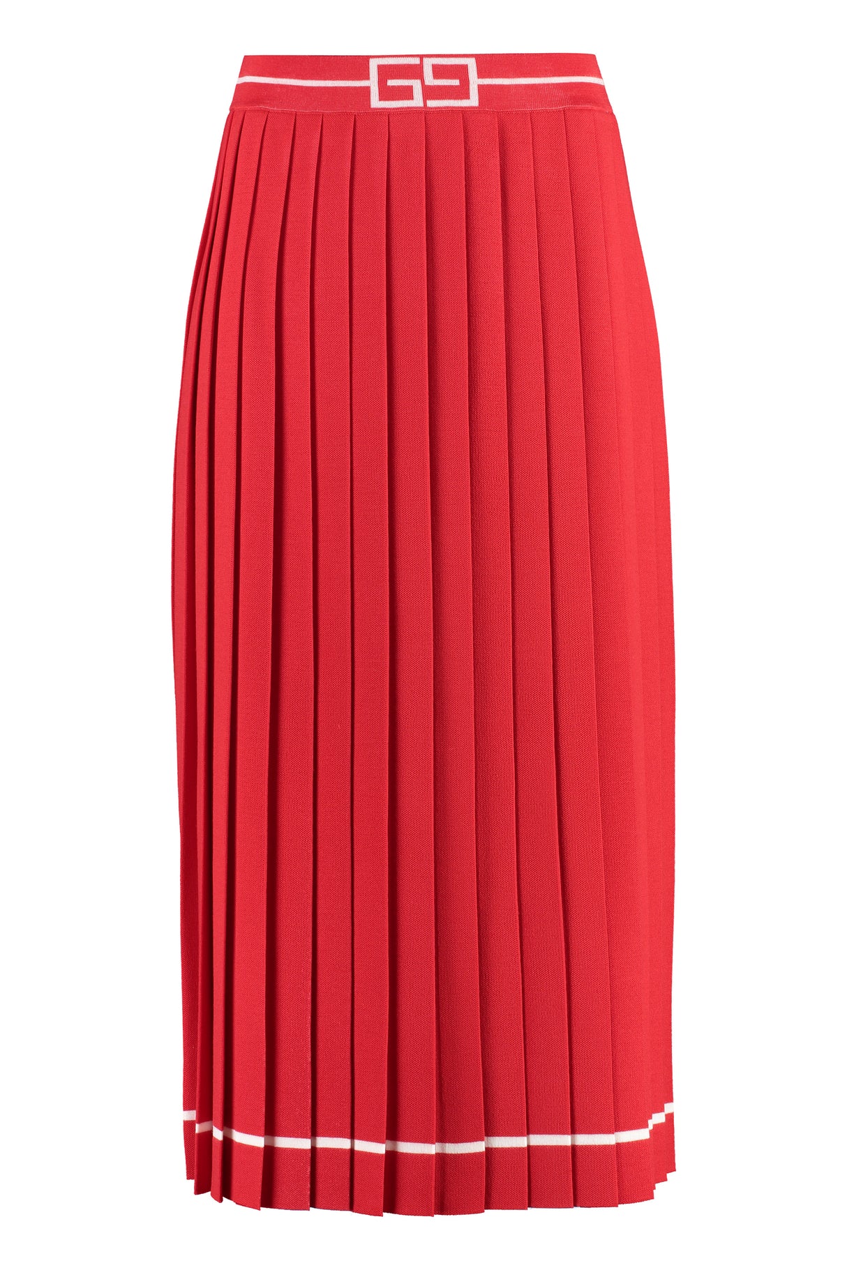 红色百褶针织半身裙 - 2023秋冬系列