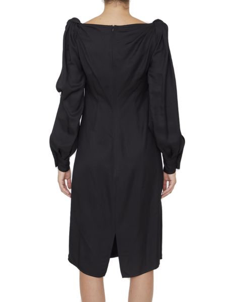 BOTTEGA VENETA Women's Black Knotted Midi Dress for FW23