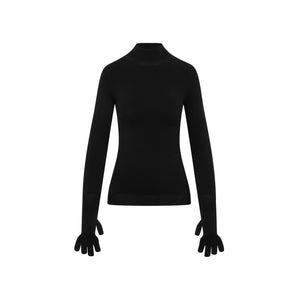 BALENCIAGA Women's Black Gloves Sweater for FW23