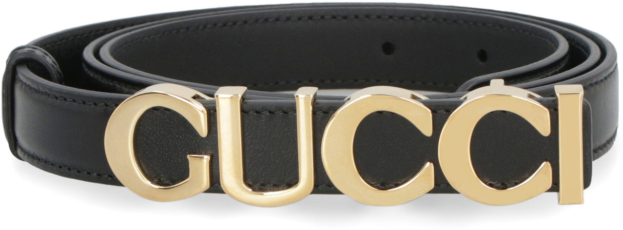 GUCCI Women's Black Leather Adjustable Buckle Belt - Fall/Winter 2024 Collection