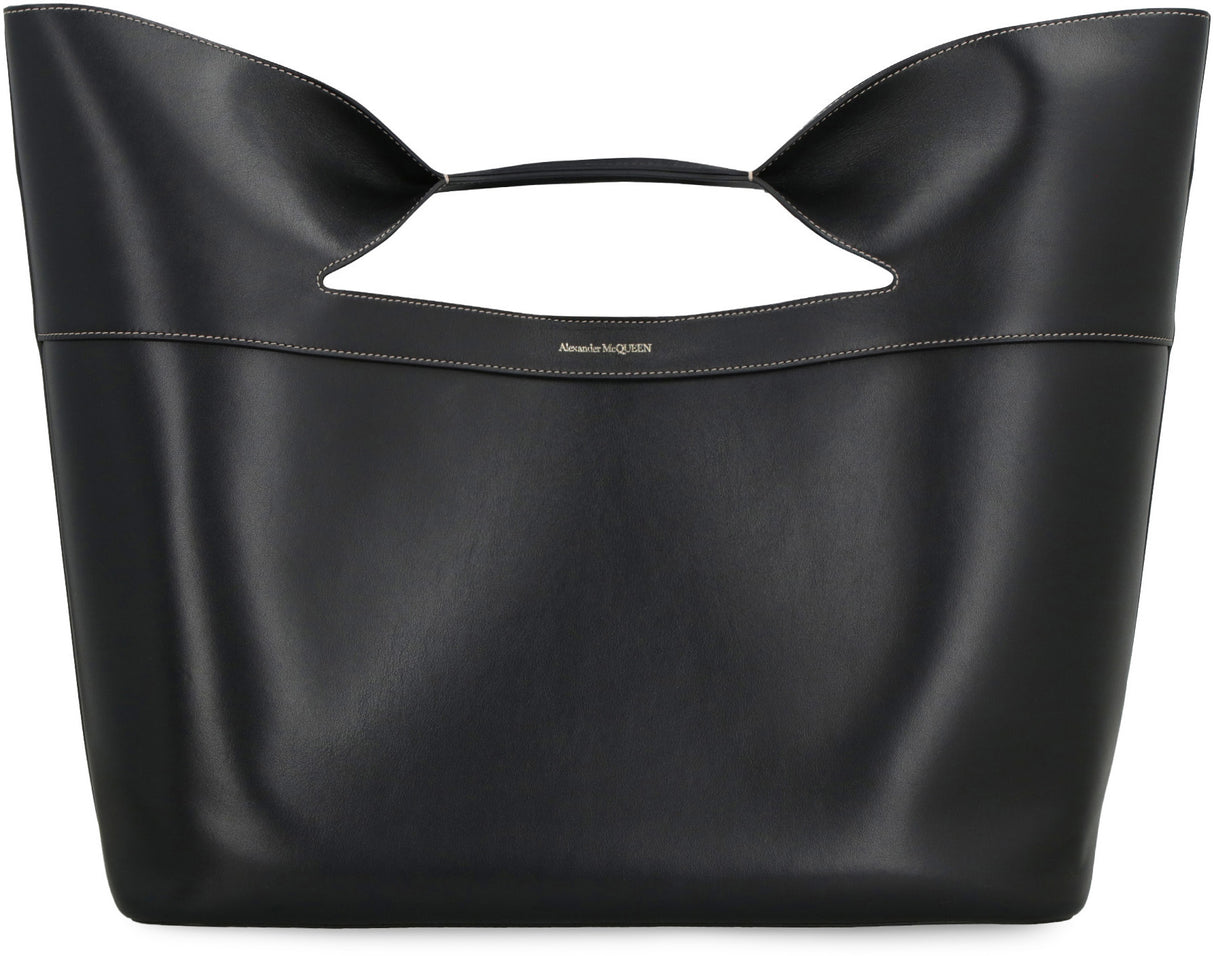 ALEXANDER MCQUEEN Luxurious Black Leather Bow Handbag for Women - FW23