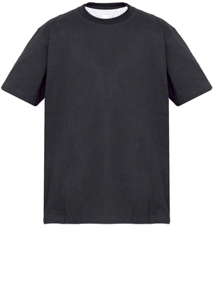 BOTTEGA VENETA Blue Cotton T-Shirt with Striped Lining