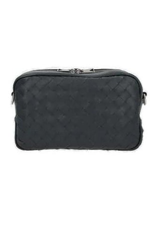 BOTTEGA VENETA Mini Classic Camera Leather Shoulder Bag for Men - Black, 24x16x6 cm