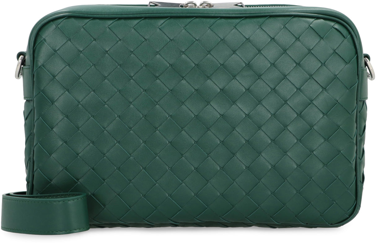 BOTTEGA VENETA Green Intrecciato Leather Camera Handbag for Men