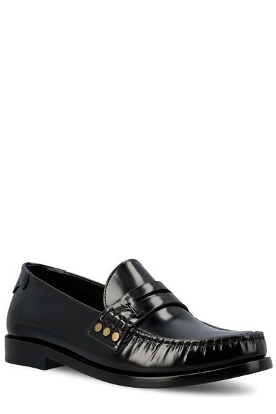 SAINT LAURENT Classic Black Leather Loafers for Women