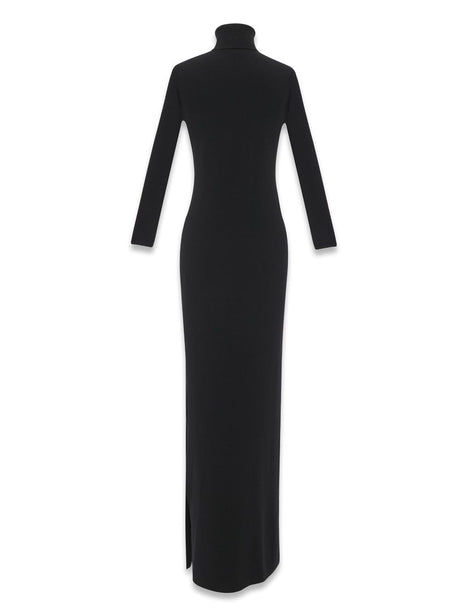 SAINT LAURENT Luxurious Black Virgin Wool Dress for Women