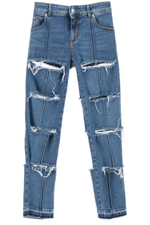 ALEXANDER MCQUEEN Women's Blue Slim Fit Slashed Jeans for FW23