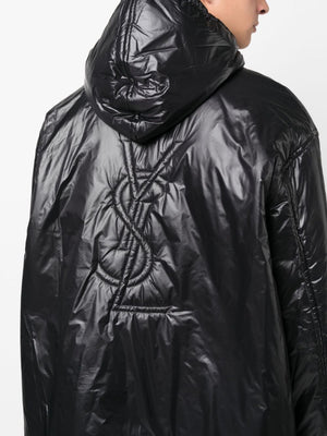 SAINT LAURENT Jet Black Oversized Hooded Anorak Jacket for Men in Nylon