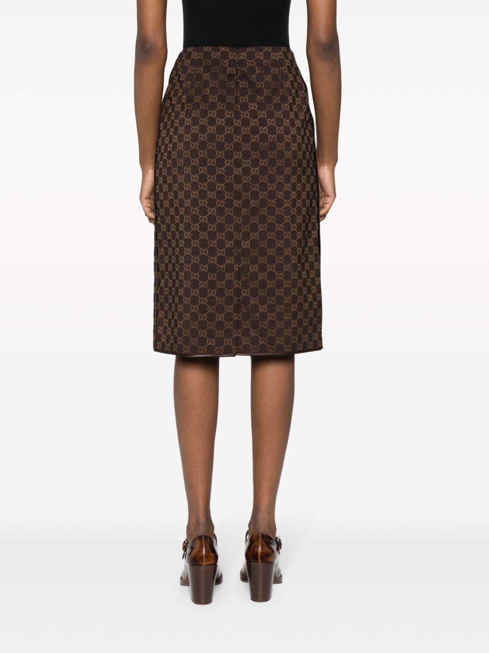 GUCCI Coffee Brown G-Pattern Pencil Skirt for Women - FW23 Collection