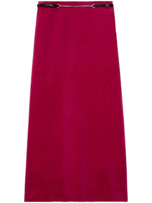 粉色丝绒女性羊绒腰带裙 - FW23