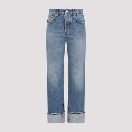 GUCCI Navy Blue 100% Cotton Jeans for Women