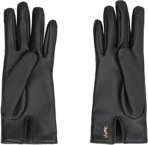 SAINT LAURENT Black Nappa Leather Gloves for Women