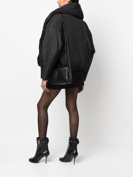 SAINT LAURENT Black Matelassé Leather Shoulder Handbag for Women FW24