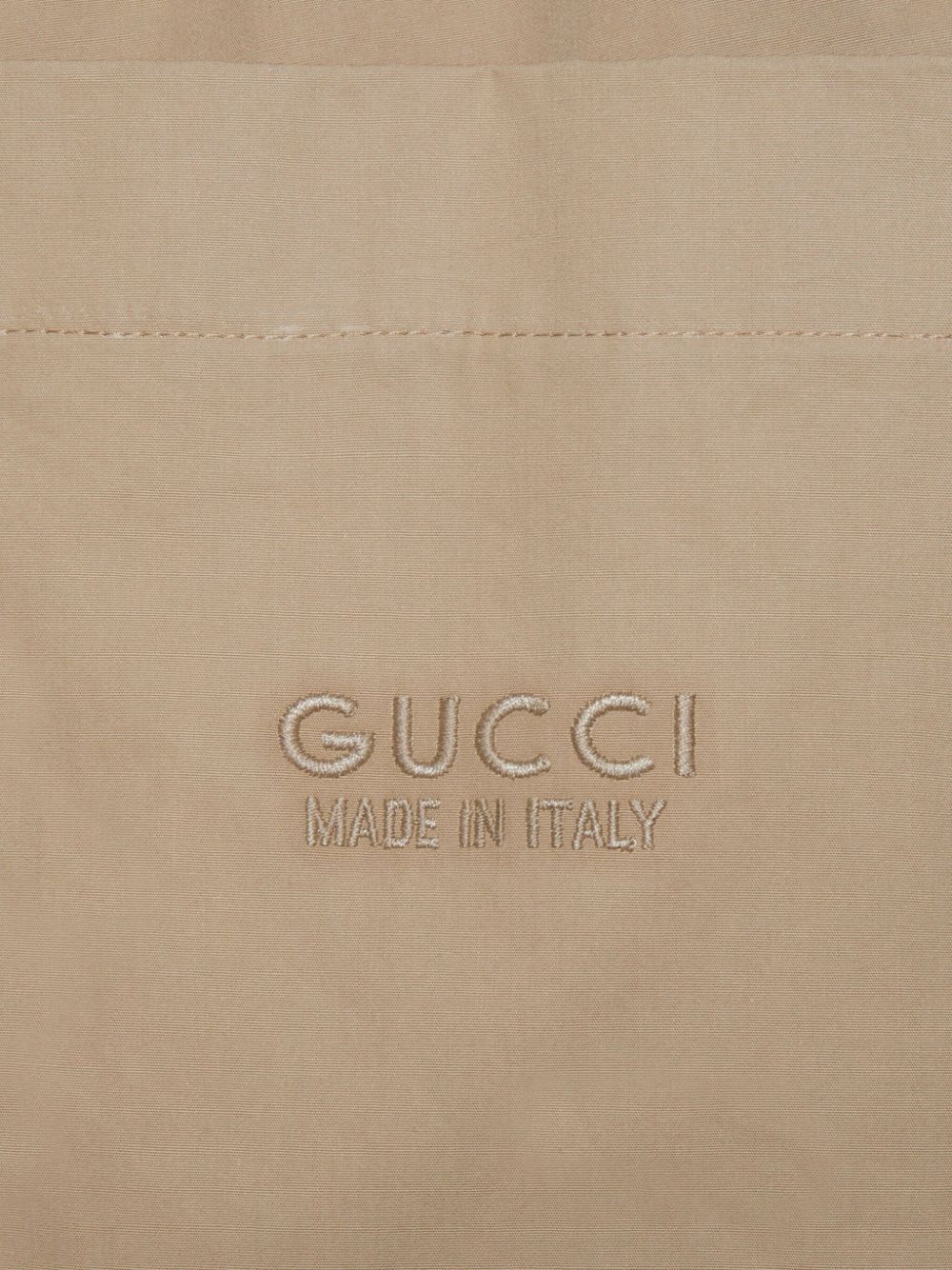 GUCCI Men's Beige Cotton Pants with Embroidered Logo and Elasticated Waistband