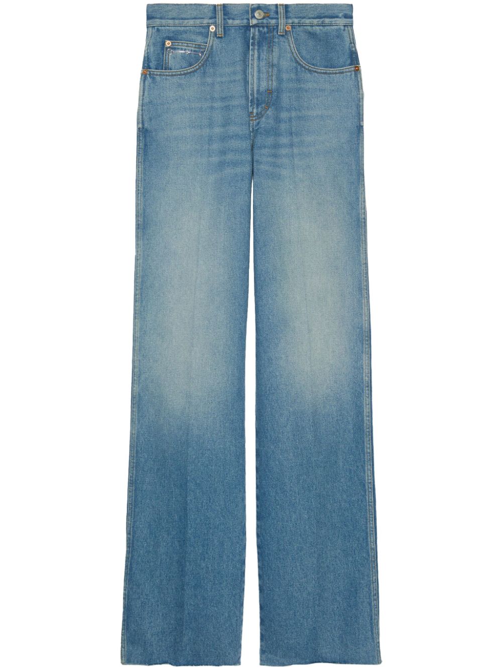 GUCCI Contemporary Stonewashed Wide-Leg Cotton Denim Jeans for Women