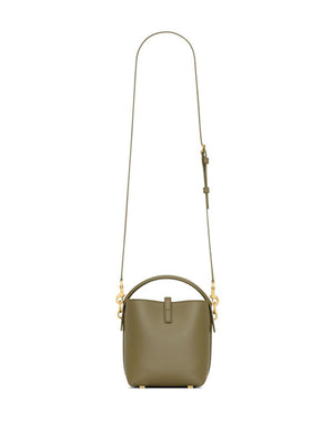 SAINT LAURENT Mini Elmwood Bucket Handbag for Women with Calfskin Exterior and Suede Lining, SS24
