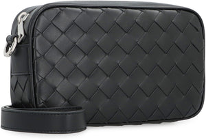 BOTTEGA VENETA Mini Intrecciato Leather Camera Bag with Adjustable Strap – Black, 20cm