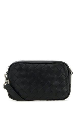 BOTTEGA VENETA Mini Black Calf Leather Crossbody Messenger Bag for Men, 20x12.5x5 cm
