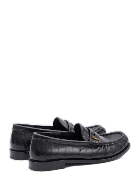 SAINT LAURENT Black Leather Loafers for Women