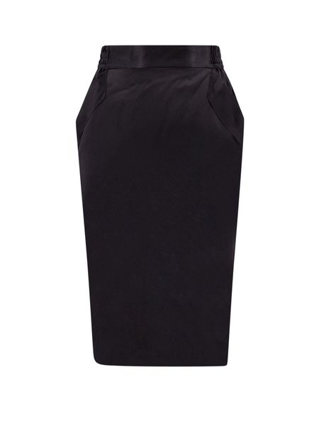 SAINT LAURENT Luxurious Black Silk Midi Skirt for Women