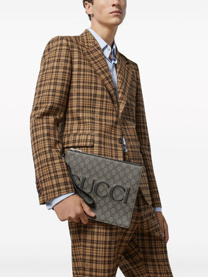 GUCCI Timelessly Stylish GG Supreme Canvas Zipped Clutch for Men
