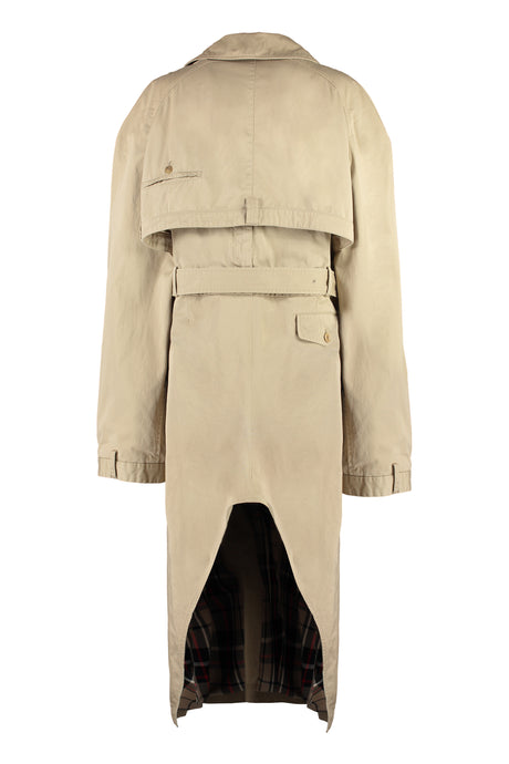 BALENCIAGA Women's Beige Trench Coat - Oversized Cotton Jacket for FW24