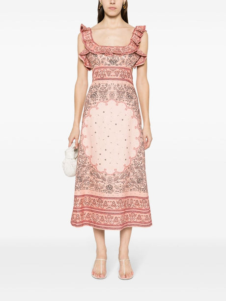 ZIMMERMANN Elegant Pink Linen Dress for Women - SS24 Collection