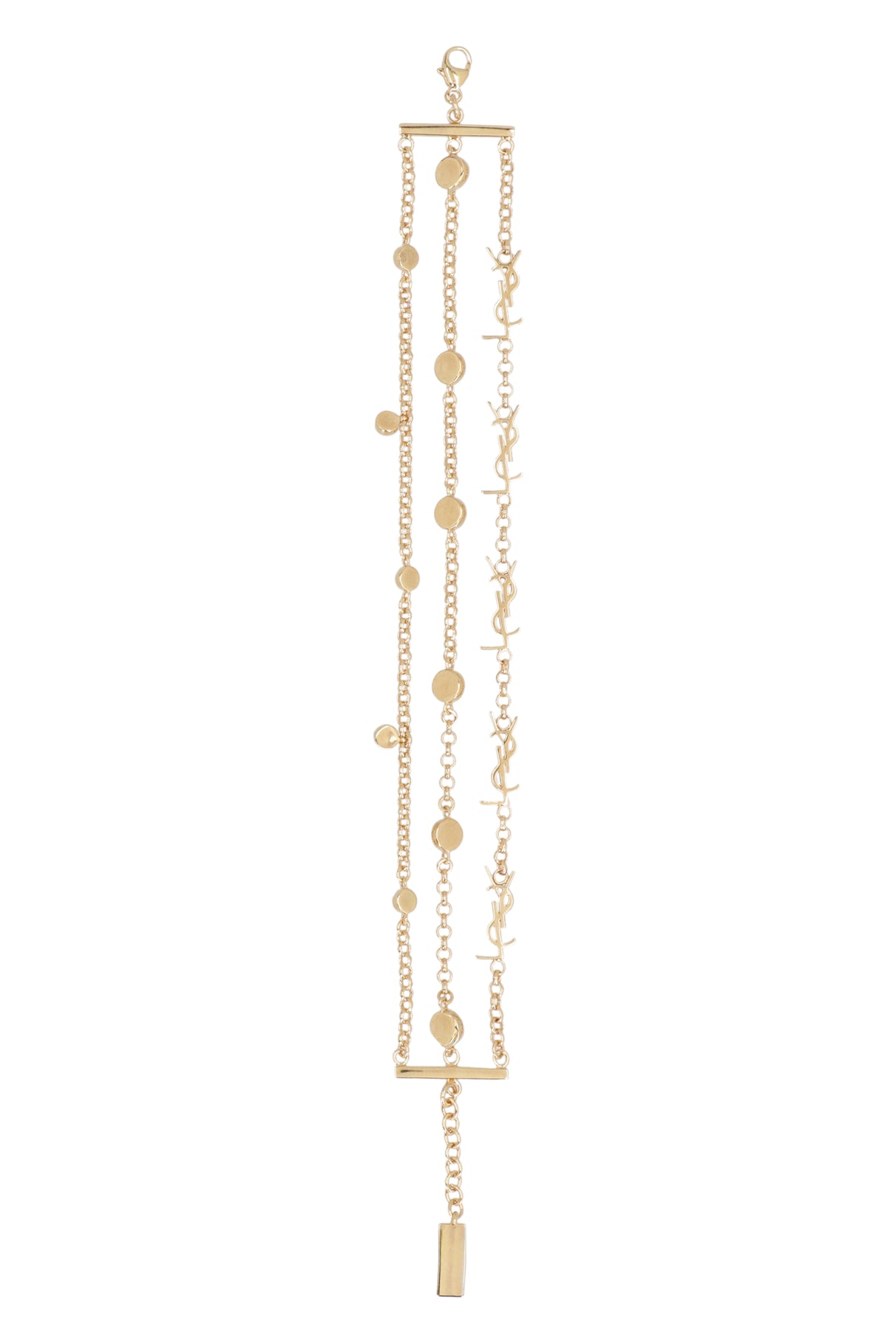 SAINT LAURENT Gold Chain Pendant Bracelet for Women FW23
