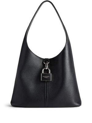 精致皮革衣柜手提包-女性黑色购物袋