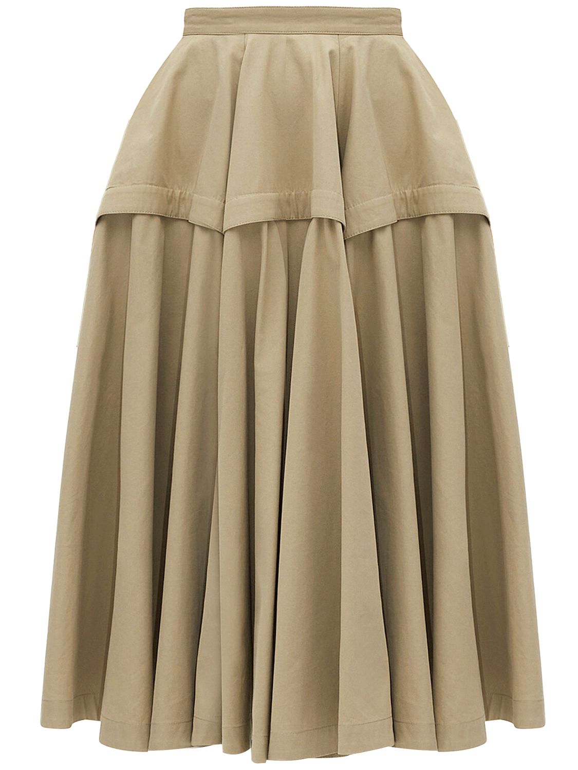 BOTTEGA VENETA Sand-Colored A-Line Skirt in Technical Compact Cotton for Women