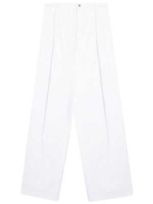 白色气球牛仔裤 - 宽松版型，100％棉制